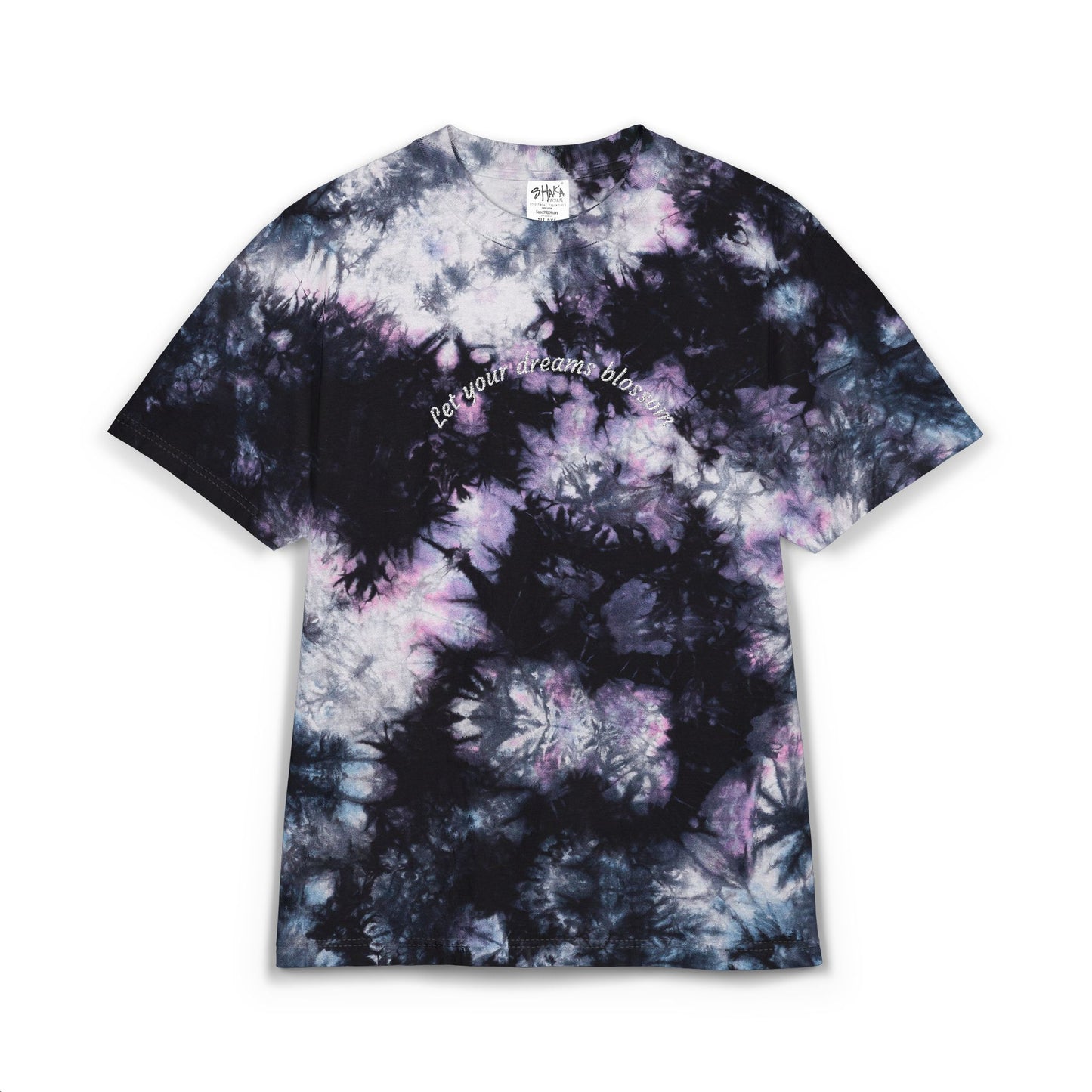 Embroidered Tie dye tee ‘ Make your dreams blossom’