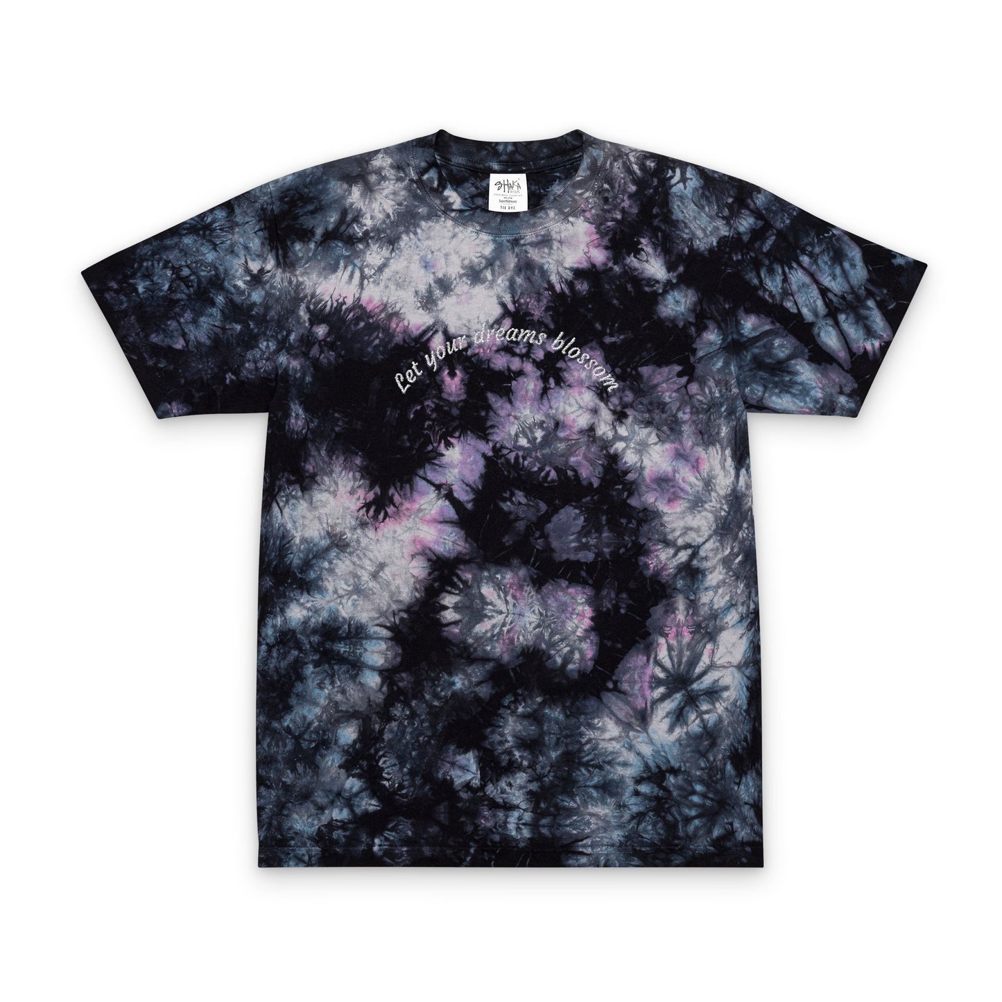 Embroidered Tie dye tee ‘ Make your dreams blossom’
